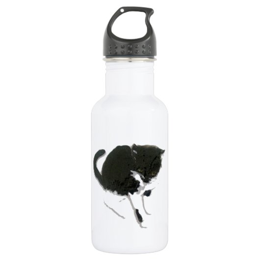 Kunst met zwarte en witte kat waterfles (Voorkant)