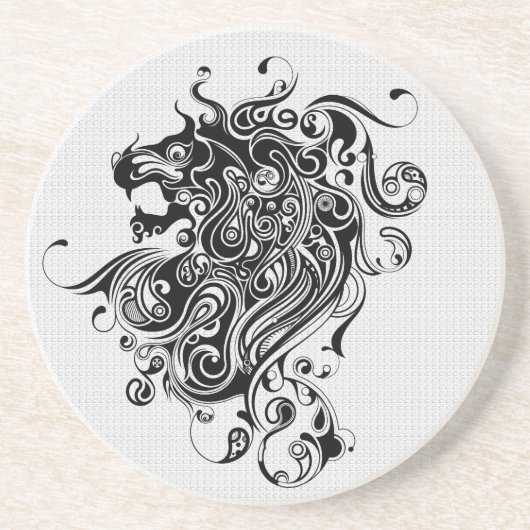 Kunst met zwarte en witte luidsprekerkop en Tattoo Zandsteen Onderzetter (Voorkant)