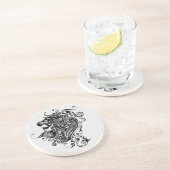 Kunst met zwarte en witte luidsprekerkop en Tattoo Zandsteen Onderzetter (Zijkant)