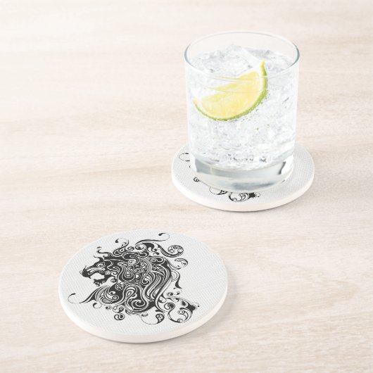 Kunst met zwarte en witte luidsprekerkop en Tattoo Zandsteen Onderzetter (Zijkant)