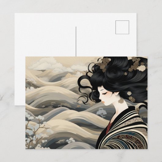 Kunst mode gestreepte patroon briefkaart (Voorkant / Achterkant)