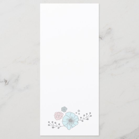 Kunst Moderne Bloemen Vlinder Roze Blauw Bruiloft Menu (Achterkant)