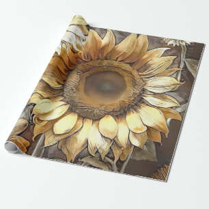 Kunst moderne zonnebloemen op Collectie ter plaats Cadeaupapier