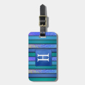 Kunst Monogram Blues in Gesmolten Glas Look Bagagelabel (Voorkant verticaal)