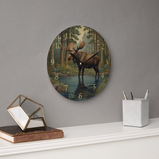  kunst Moose Boho Boho Bosgroen Grote Klok (Kantoor)