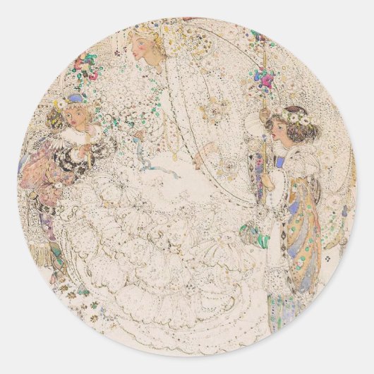 Kunst Nieuw-Art Nouveau Bruiloft Hart Sticker (Voorkant)