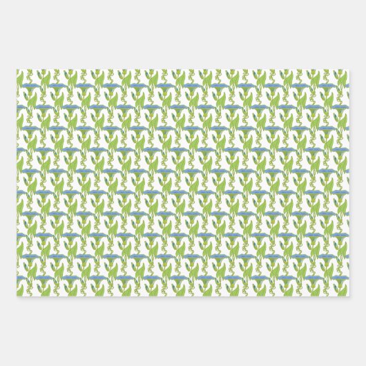 Kunst Nieuw blauw Ipomoea bloembehangsel vodder Inpakpapier Vel (Voorkant 3)