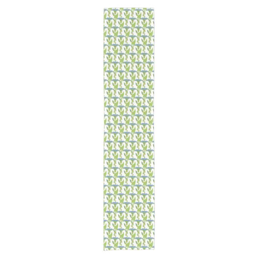 Kunst Nieuw blauw Ipomoea bloembehangsel vodder Korte Tafelloper (Voorkant)