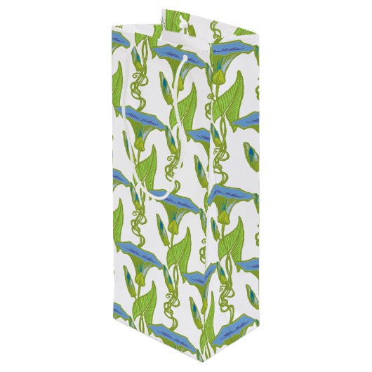 Kunst Nieuw blauw Ipomoea bloembehangsel vodder Wijn Cadeautas (Achterkant Gekanteld)
