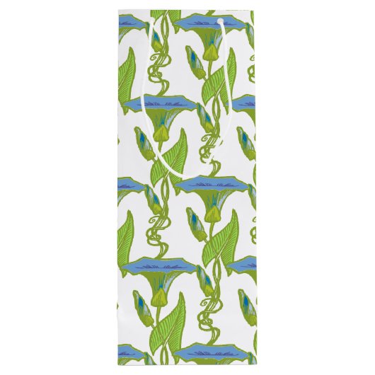 Kunst Nieuw blauw Ipomoea bloembehangsel vodder Wijn Cadeautas (Achterkant)