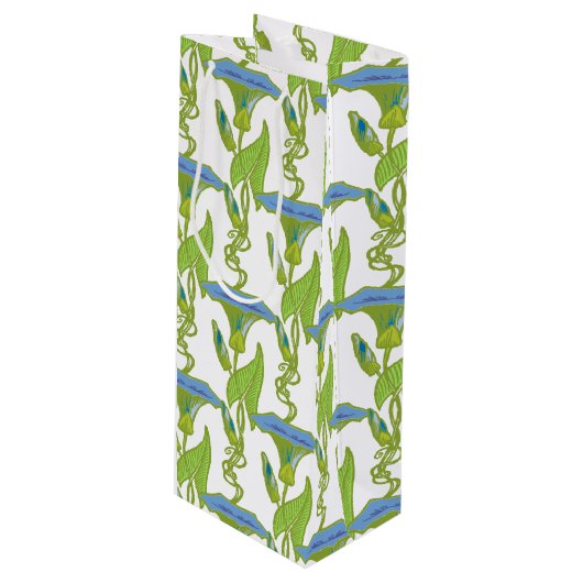 Kunst Nieuw blauw Ipomoea bloembehangsel vodder Wijn Cadeautas (Voorkant Gekanteld)