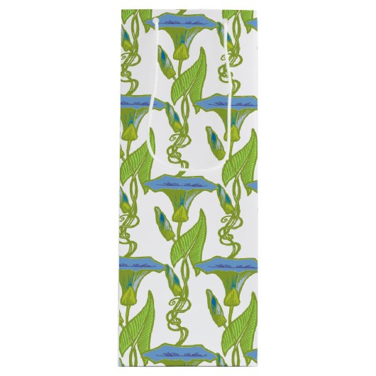 Kunst Nieuw blauw Ipomoea bloembehangsel vodder Wijn Cadeautas (Voorkant)