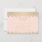  Kunst Nieuw - Elegant Blush Pink en Gold RSVP Kaartje (Voorkant)