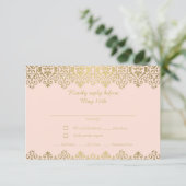  Kunst Nieuw - Elegant Blush Pink en Gold RSVP Kaartje (Staand voorkant)