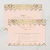  Kunst Nieuw - Elegant Blush Pink en Gold RSVP Kaartje (Voorkant / Achterkant)