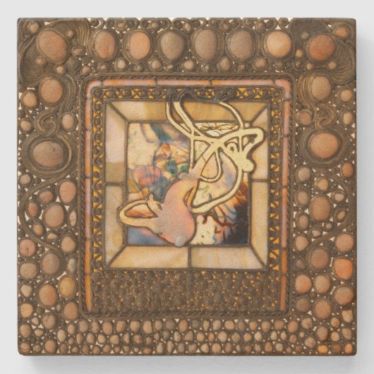 Kunst Nieuw gekleurd glas abstract squashvenster Stenen Onderzetter (Voorkant)