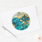 Kunst Nieuw gekleurd glazen raam Victoriaans Ronde Sticker (Envelop)