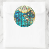 Kunst Nieuw gekleurd glazen raam Victoriaans Ronde Sticker (Tas)