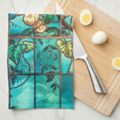 Kunst Nieuw gekleurd glazen raam Victoriaans Theedoek (Quarter Fold)