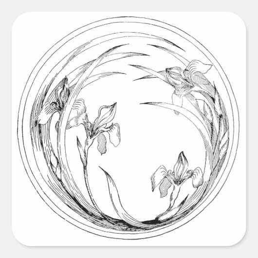  Kunst Nieuw-Zeeland - Sjabloon Iris Vierkante Sticker (Voorkant)