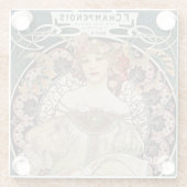  Kunst Nieuwe Alphonse Mucha Kunst schilderen Glazen Onderzetter (Achterkant)
