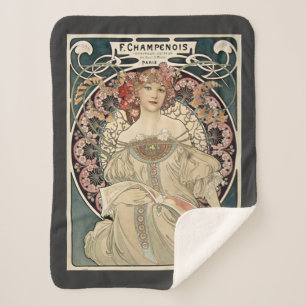 Kunst Nieuwe Alphonse Mucha Kunst schilderen Sherpa Deken