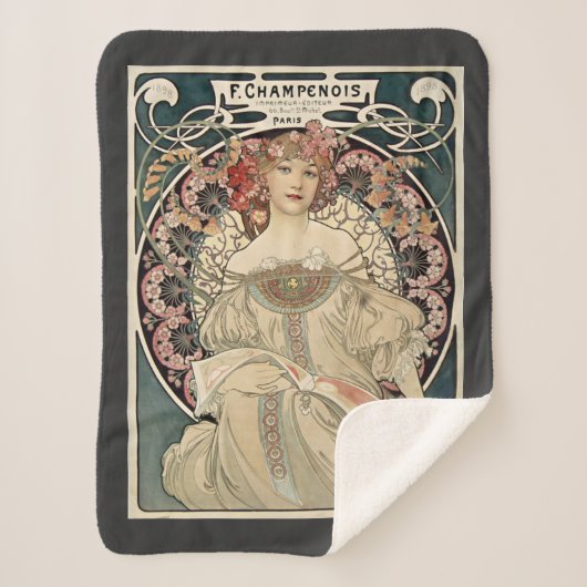  Kunst Nieuwe Alphonse Mucha Kunst schilderen Sherpa Deken (Voorkant)