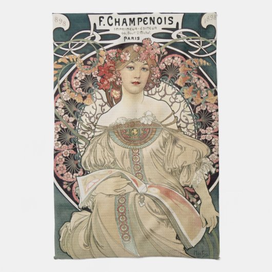  Kunst Nieuwe Alphonse Mucha Kunst schilderen Theedoek (Verticaal)