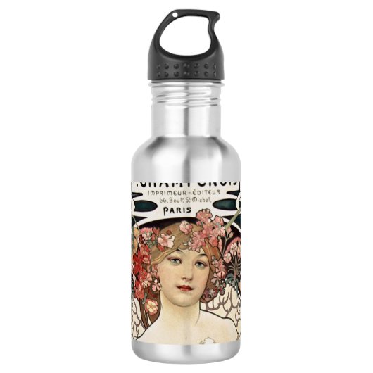 Kunst Nieuwe Alphonse Mucha Kunst schilderen Waterfles (Voorkant)