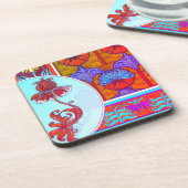 Kunst nieuwe bloem  bloem Victoriaans Bier Onderzetter (Linkerzijde)