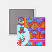 Kunst nieuwe bloem  bloem Victoriaans Magneet (Voorkant / Achterkant)