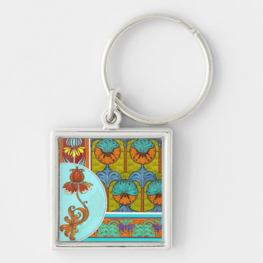 Kunst nieuwe bloem  bloem Victoriaans Sleutelhanger (Voorkant)
