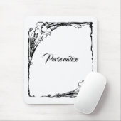 Kunst nieuwe bloem elegant zwarte witte bloem muismat (Met muis)