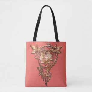 Kunst nieuwe bloem Victoriaans darm en perzik Tote Bag