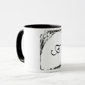 Kunst nieuwe bloem zwart-wit mok (Voorkant links)