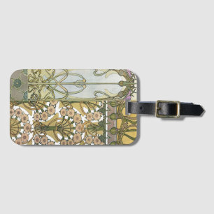 Kunst nieuwe bloemen alphonse mucha florale kunst bagagelabel