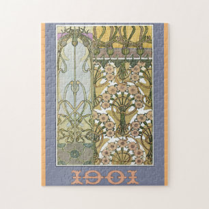 Kunst nieuwe bloemen alphonse mucha florale kunst legpuzzel