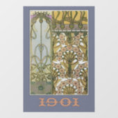 Kunst nieuwe bloemen alphonse mucha florale kunst raamsticker (Vel)