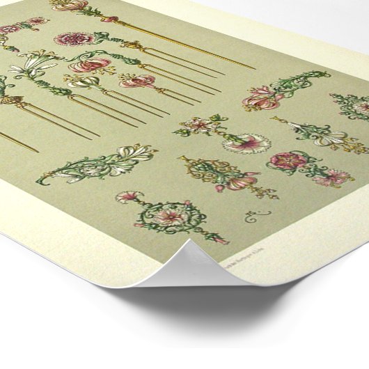 Kunst nieuwe bloemkool Victoriaans edelstenen Poster (Hoek)