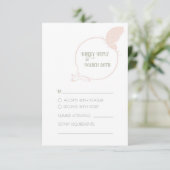  kunst Nieuwe Blush Pink Butterfly Wedding RSVP Kaartje (Staand voorkant)