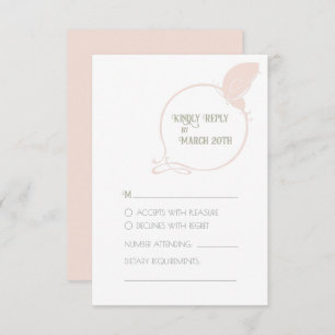  kunst Nieuwe Blush Pink Butterfly Wedding RSVP Kaartje