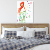 Kunst Nieuwe Dame Champagne en Butterflies Canvas Afdruk (Insitu (Slaapkamer))