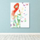 Kunst Nieuwe Dame Champagne en Butterflies Canvas Afdruk (Insitu (Houten vloer))