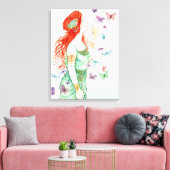 Kunst Nieuwe Dame Champagne en Butterflies Canvas Afdruk (Insitu (Woonkamer))