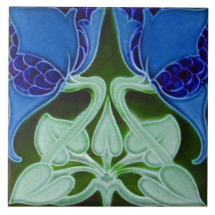  Kunst Nieuwe Deco Majolica Floral Tegeltje