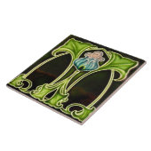  Kunst Nieuwe Deco Majolica Floral Tegeltje (Zijkant)