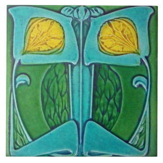 Kunst Nieuwe Deco Majolica Floral Tegeltje
