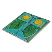  Kunst Nieuwe Deco Majolica Floral Tegeltje (Zijkant)