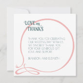 kunst nieuwe dusty roze vlinderbruiloft bedankkaart (Voorkant)