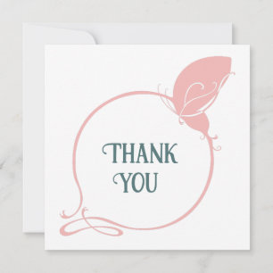  kunst nieuwe dusty roze vlinderbruiloft bedankkaart